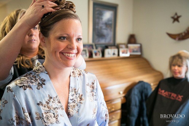 Heidi getting her hair done