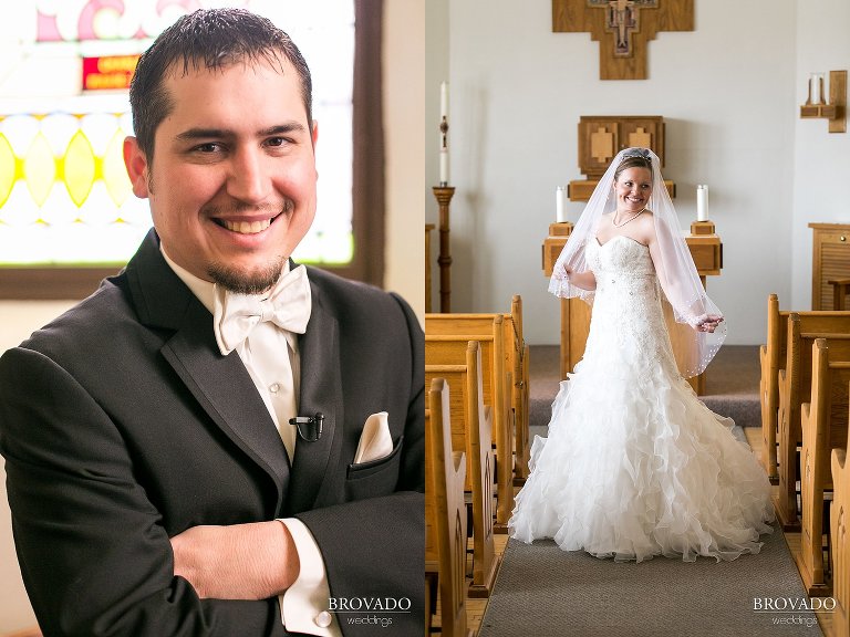 Heidi and Tony posing in church