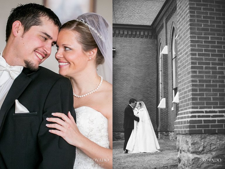 Bride and groom sharing a kiss