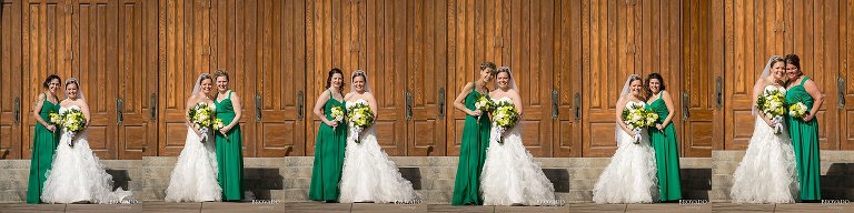 Bridesmaids posing with the bride