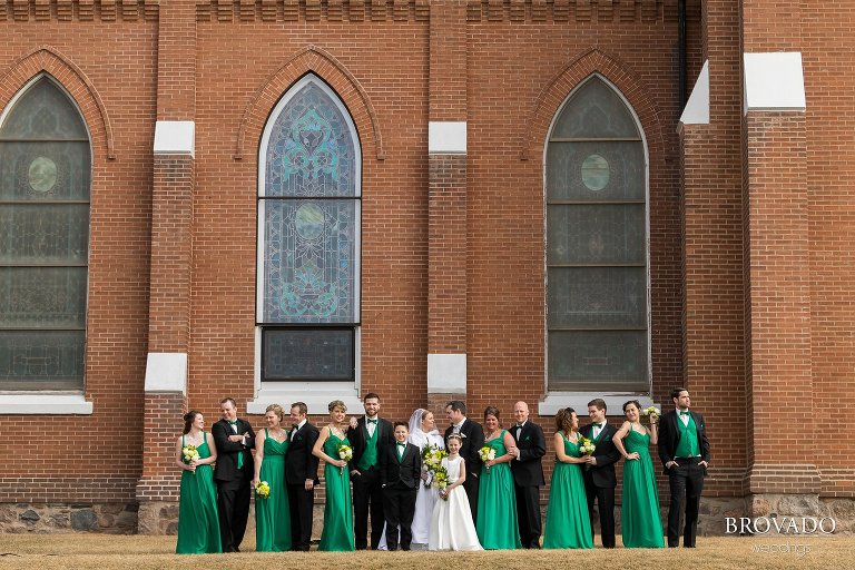 Wedding party striking a pose