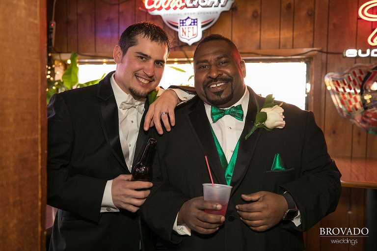 Tony posing with a groomsman