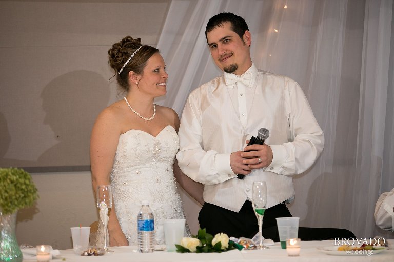Heidi and Tony smiling during speech