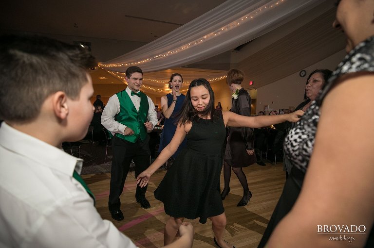 Dancing wedding guests