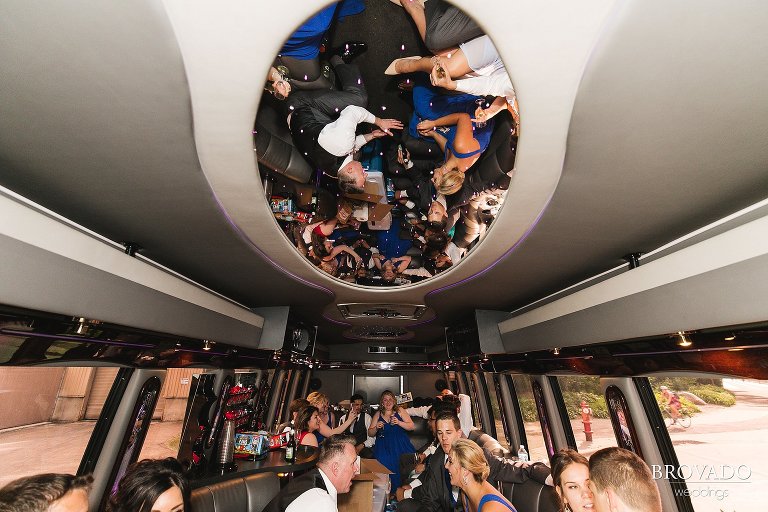 Wedding party on bus