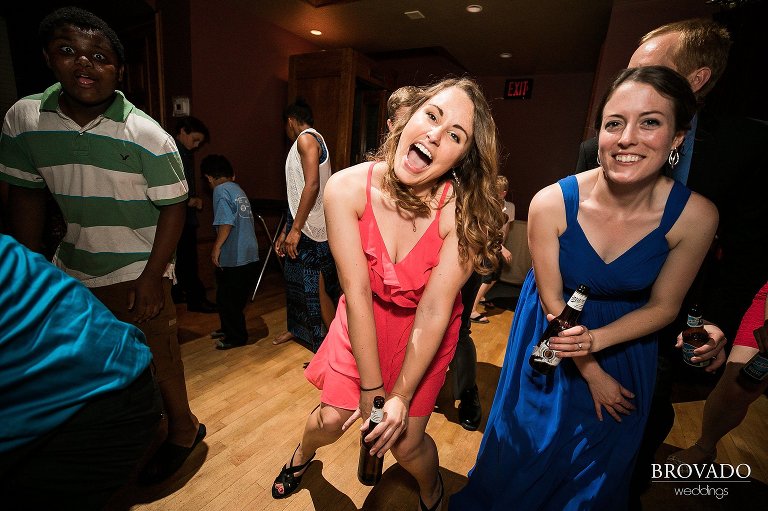 Dancing wedding guests