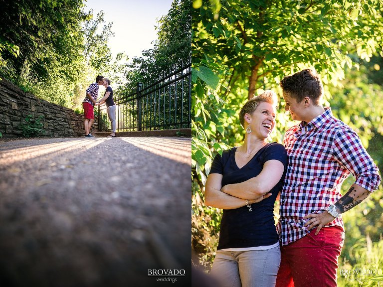 Anna and Cil in the sunlight by Minneahaha Falls