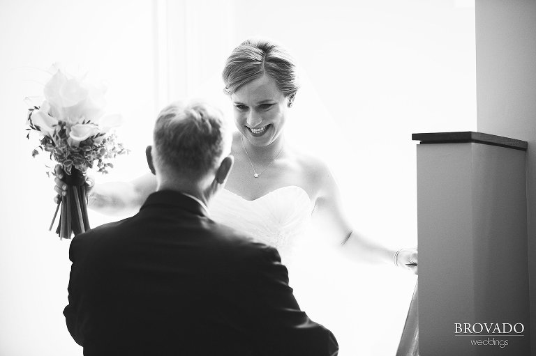 Annie's first look with her father