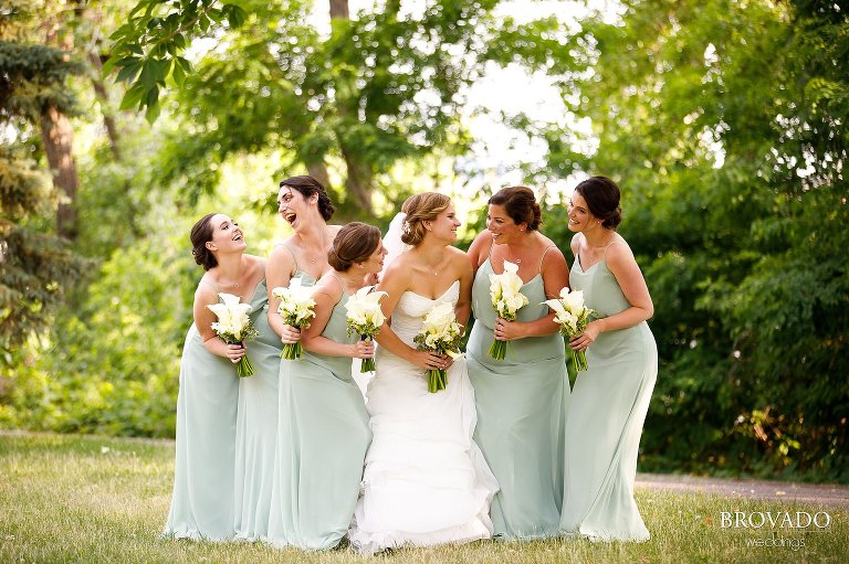 Bridesmaids laughing together