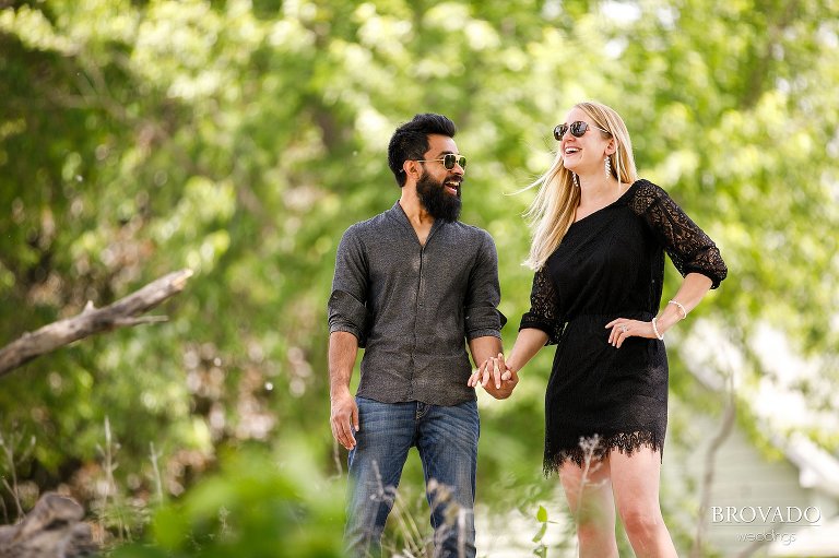 Goofy candid engagement