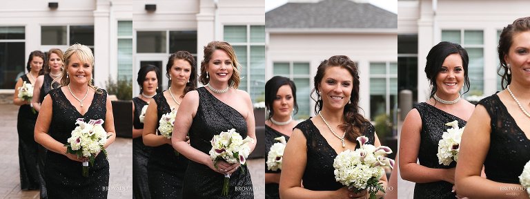 Bridesmaids walking down the aisle