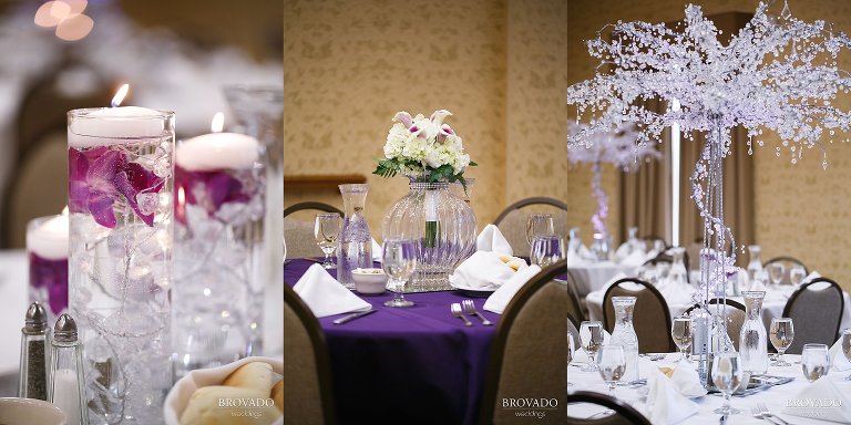 Purple accented wedding decorations