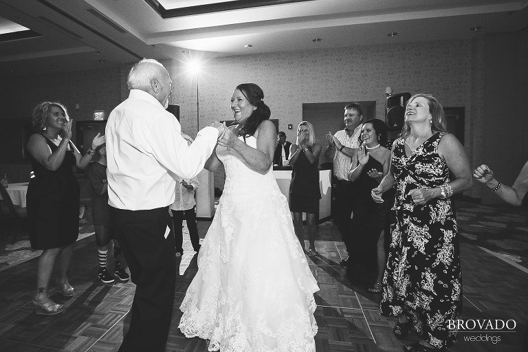 Married couple dancing together