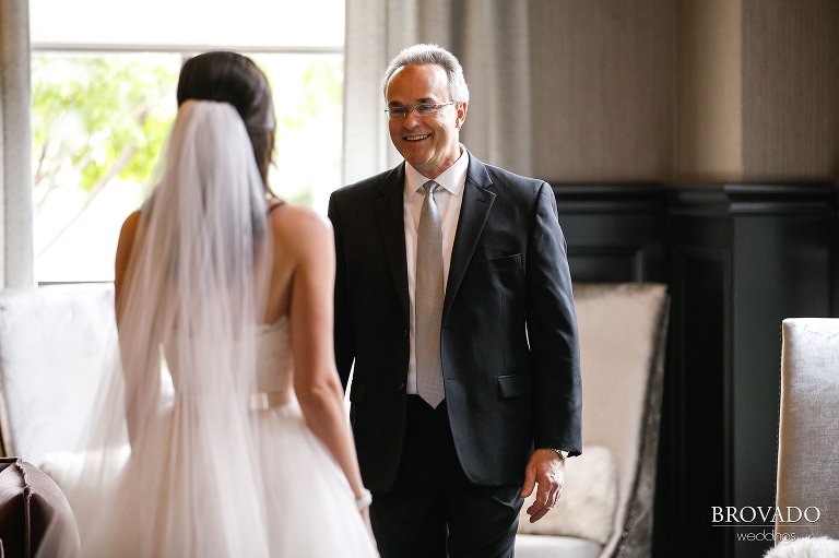First look between bride and her father
