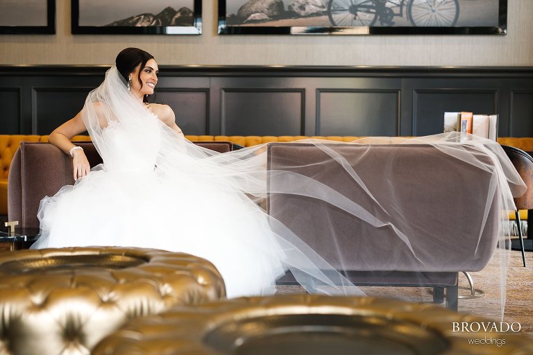 Laura posing with her long veil