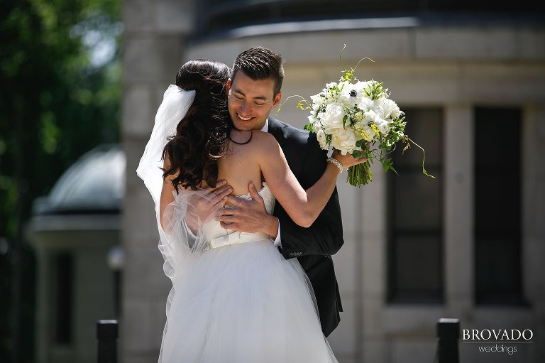 Michael hugging his bride