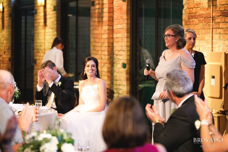 Maid of honor giving a speech