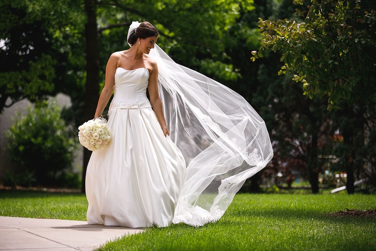Julianne showing off her flowing veil