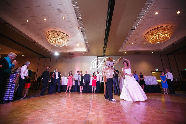 Julianne and Goldy the Gopher dancing