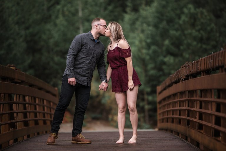 Kissing on Colorado bridge