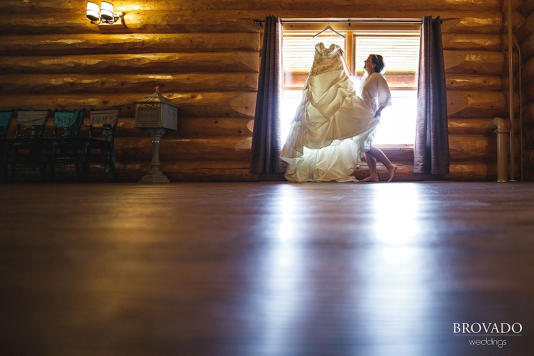 Elizabeth changing into her wedding dress