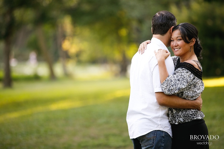Engaged christine smiling for the camera