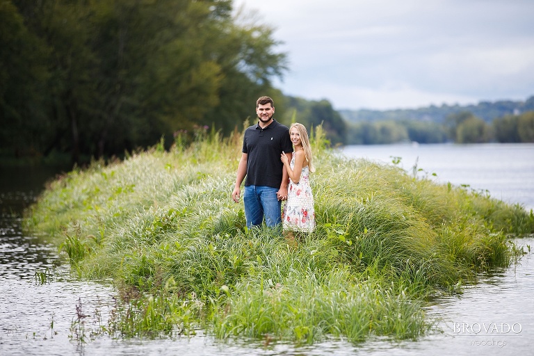Josh and Natalie on an island on the st croix river