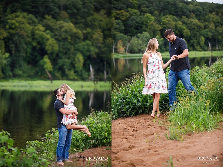 Natalie and Josh walking across beach on st croix 
