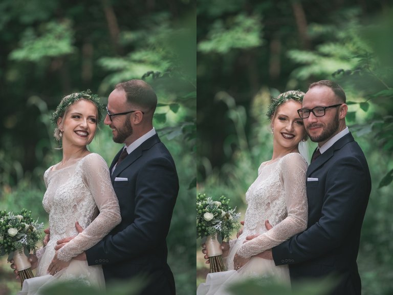 Zach and Coty in the woods near their farm venue