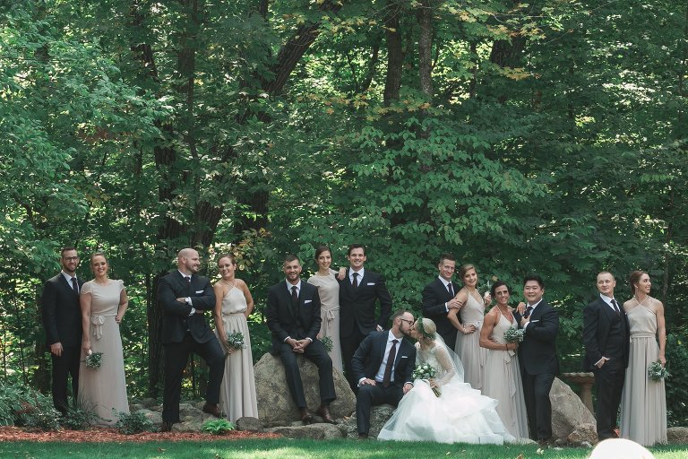 Posed portrait of Zach and Coty's wedding party