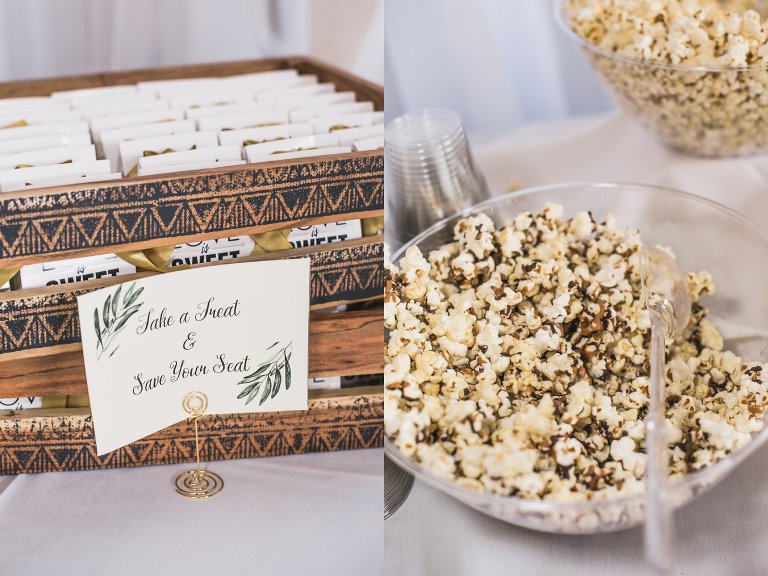 detail of wedding reception popcorn