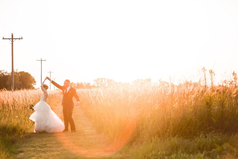 Zach and Coty dancing at sunset