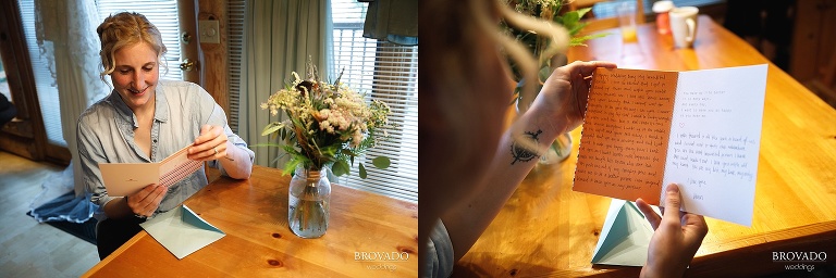 Nina reading the card from Karen