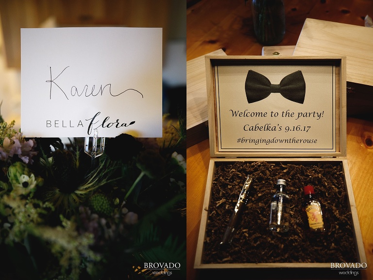 Closeup of Karen's gift to her wedding party members