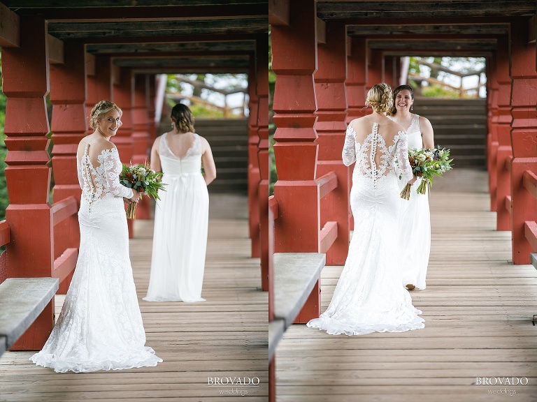 First look between two brides