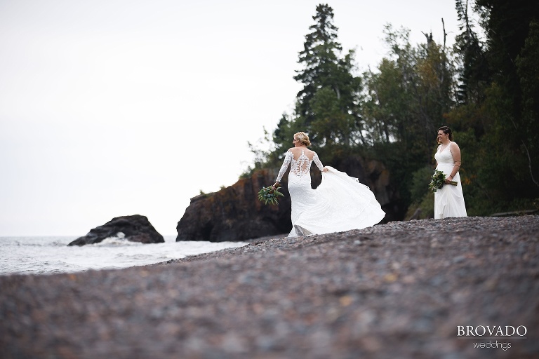 Nina twirling in front of Karen on the north shore