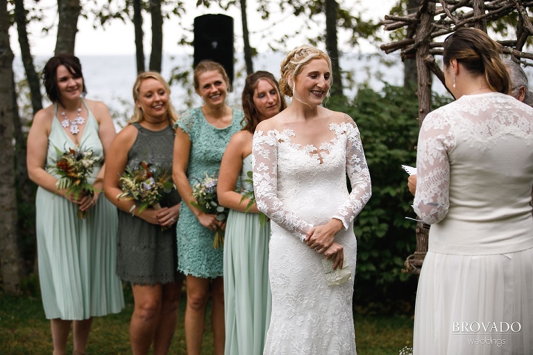 Nina and Karen reading their vows