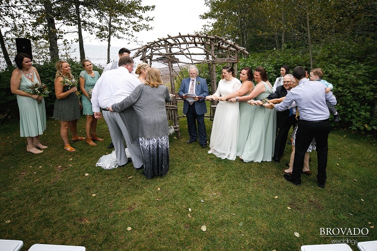 Two brides tying the knot at Lutsen Resort