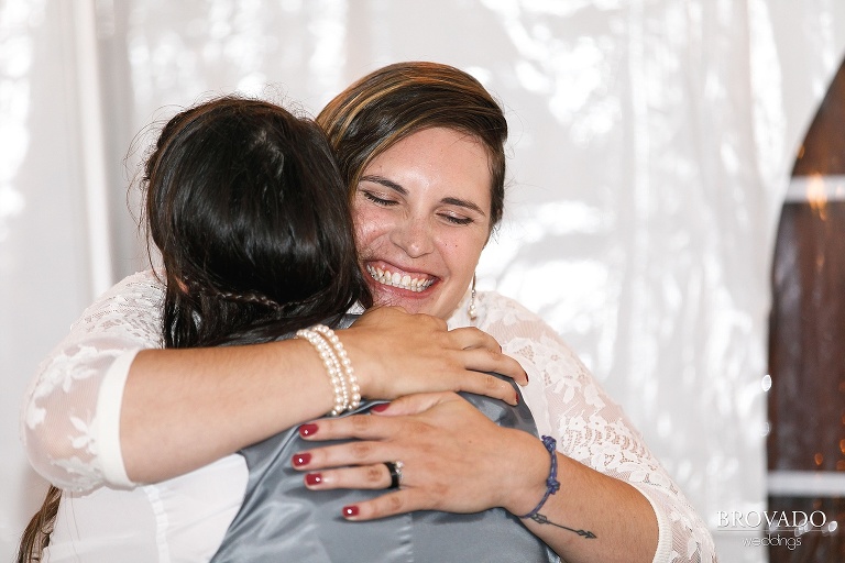 Karen hugging her friend