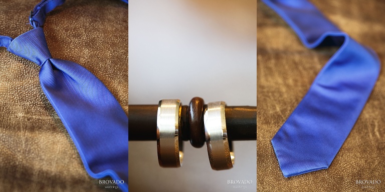Closeup of rings and purple ties