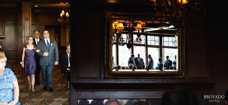 Tom'a parents walking him up the aisle