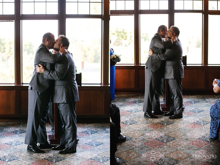 Tom and Zach's first kiss as husbands