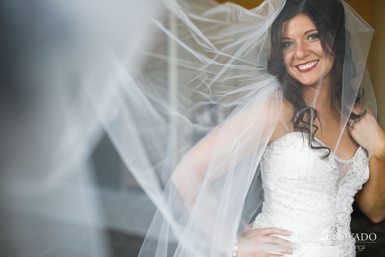 Bridal portrait through Brenna's veil