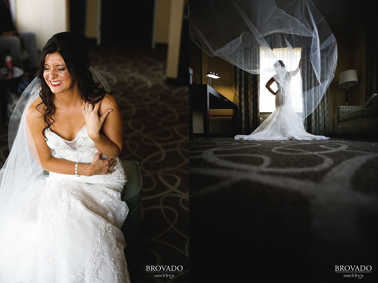 Brenna posing in her hotel room
