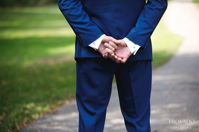 Derek waiting to see the bride