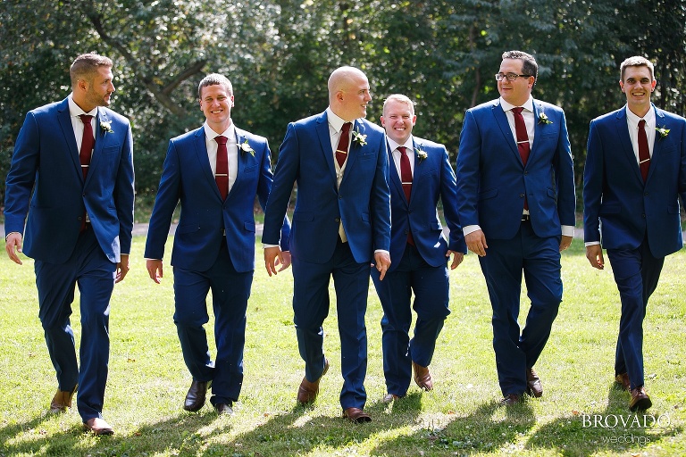 Derek walking with his groomsmen