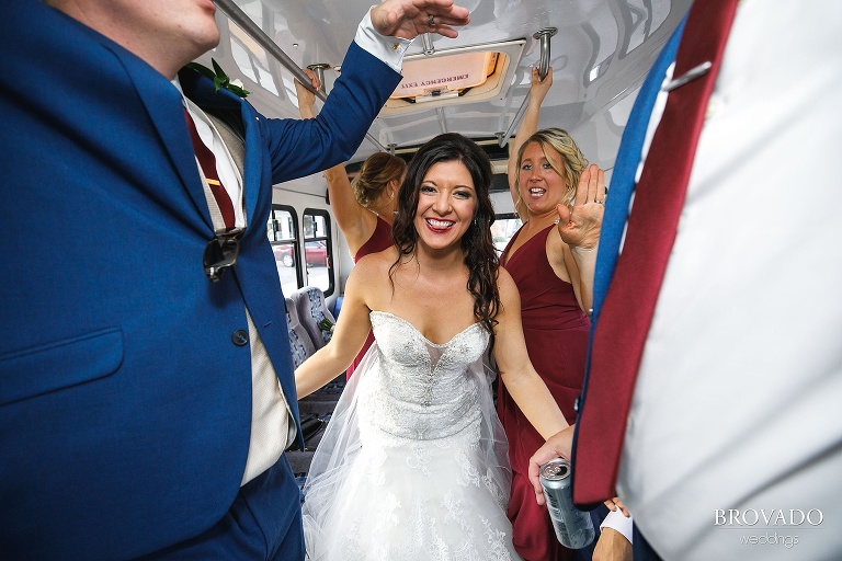 Brenna dancing on the party bus