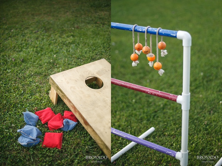 Detail of reception lawn games