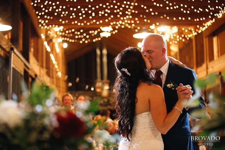 First dance under string lights at a touch of country class