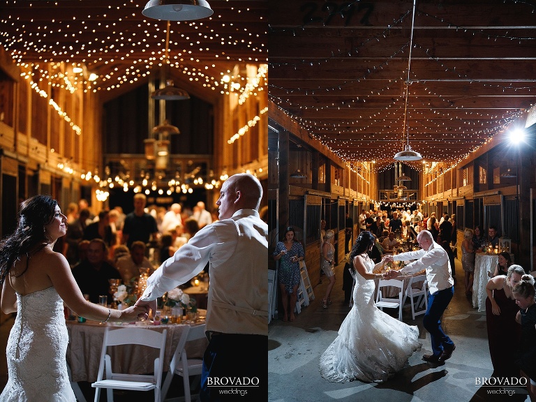 Brenna and Derek dancing in the barn at a touch of country class